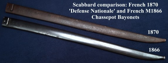Scabbard Comparison, French 1870 Defense Nationale Remington Rolling Block Bayonet, M1866 Chassepot Bayonet